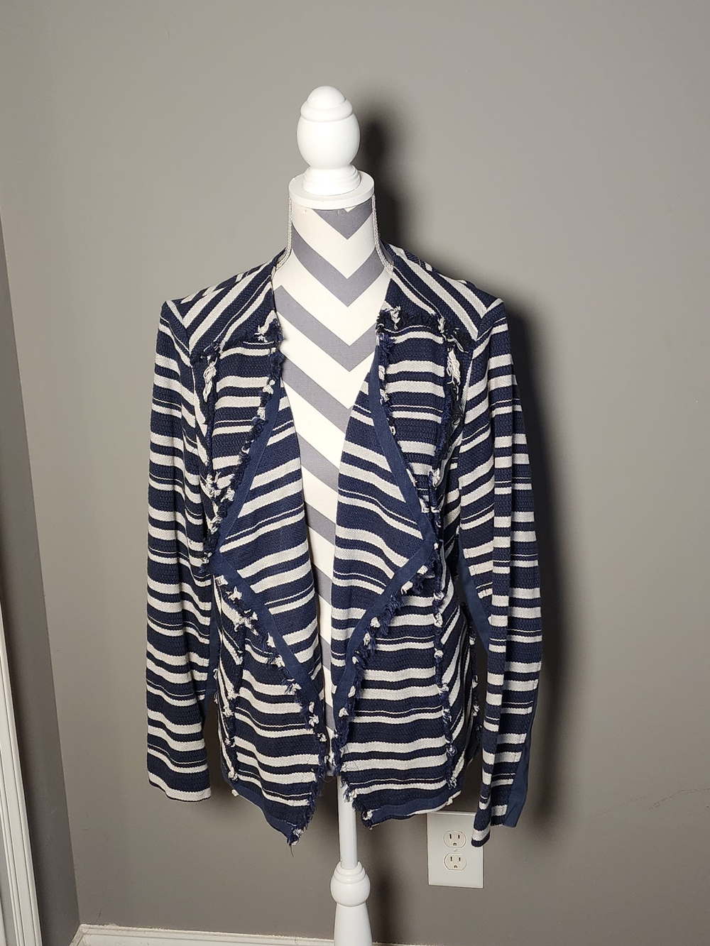 Lane Bryant Navy and White Striped Knit Top - Classic Crew